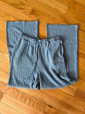 Light Blue Textured Knit Lounge Pants